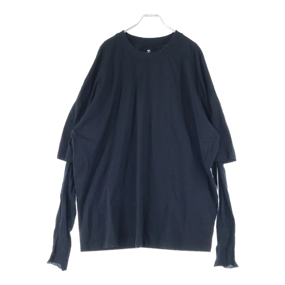 NO BRAND(ノーブランド) thom/krom レイヤードTシャツ 長袖カットソー クルーネック ブラック M TS 766