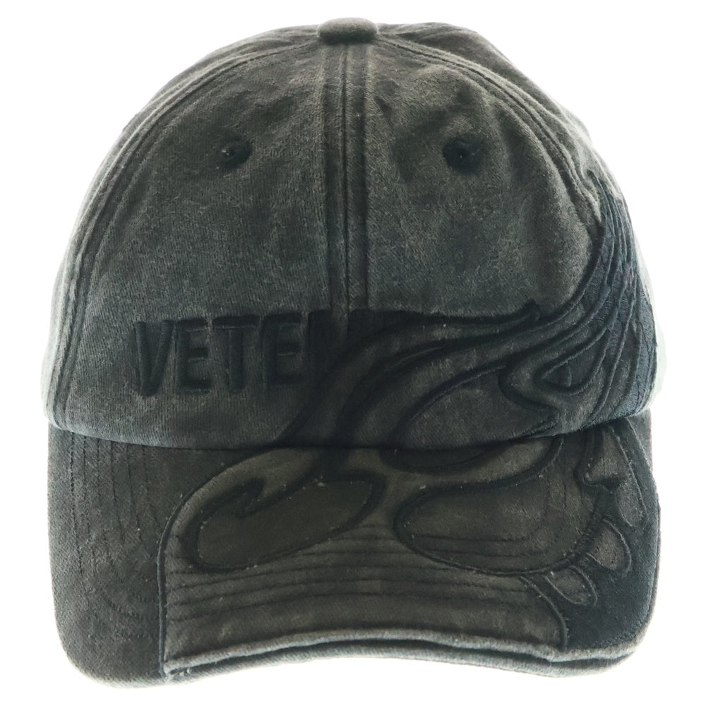 VETEMENTS(ヴェトモン) BLACKOUT FLAME LOGO CAP ブラックアウト フレイム ロゴ キャップ ブラック UE64CA110B