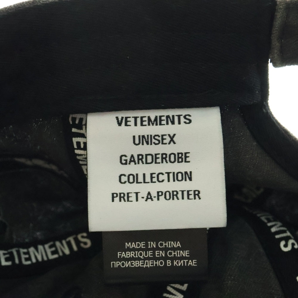 VETEMENTS(ヴェトモン) BLACKOUT FLAME LOGO CAP ブラックアウト フレイム ロゴ キャップ ブラック UE64CA110B