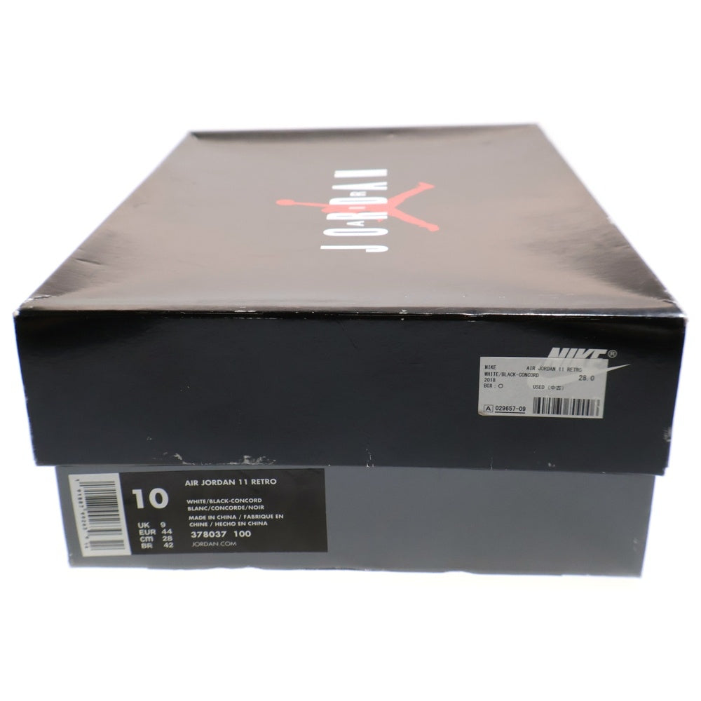 NIKE(ナイキ) AIR JORDAN 11 RETRO CONCORD エアジョーダン レトロ コンコルド ハイカットスニーカー ブラック/ホワイト US10/28cm 378037-100