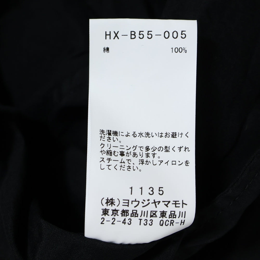 Yohji Yamamoto POUR HOMME(ヨウジヤマモト プールオム) 21AW コットンシャツ ロングシャツ 長袖シャツ ネックベルト 胸ポケット ブラック HX-B55-005
