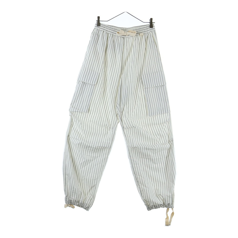 NO BRAND(ノーブランド) Cargo Silk Pants シルク混 コットン カーゴパンツ ホワイト 2312-WOW-FSS0004