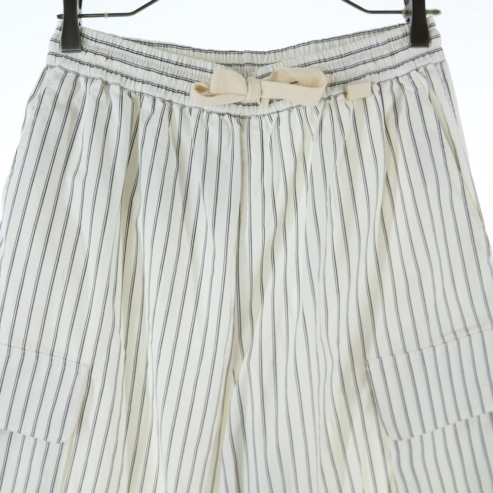 NO BRAND(ノーブランド) Cargo Silk Pants シルク混 コットン カーゴパンツ ホワイト 2312-WOW-FSS0004