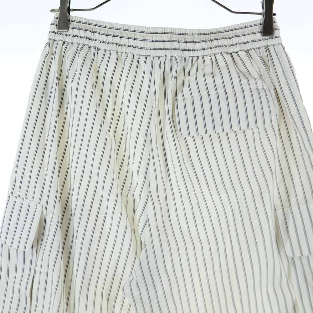 NO BRAND(ノーブランド) Cargo Silk Pants シルク混 コットン カーゴパンツ ホワイト 2312-WOW-FSS0004