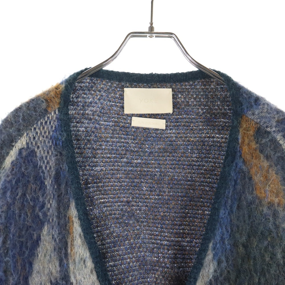 YOKE(ヨーク) 21AW ROTHKO JACQUARD CARDIGAN ジャガード カーディガン モヘア タイプ YK21AW0284S-AR ブルー