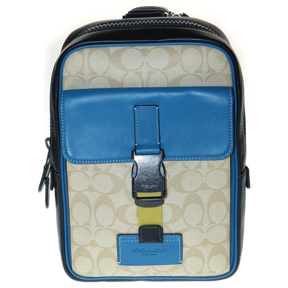 COACH(コーチ) ショルダーバッグ シグネチャー トラック パック スリングパック 肩掛け ベージュ×ブルー CH117