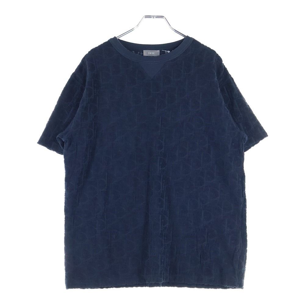 DIOR(ディオール) 21SS オブリーク総柄 パイル地 クルーネック 半袖Tシャツ カットソー ネイビー 113J692A0614