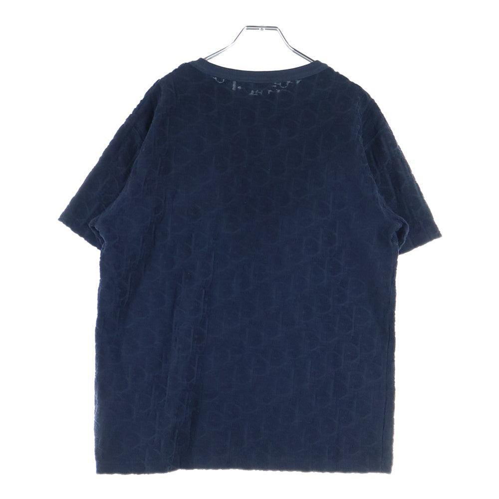 DIOR(ディオール) 21SS オブリーク総柄 パイル地 クルーネック 半袖Tシャツ カットソー ネイビー 113J692A0614