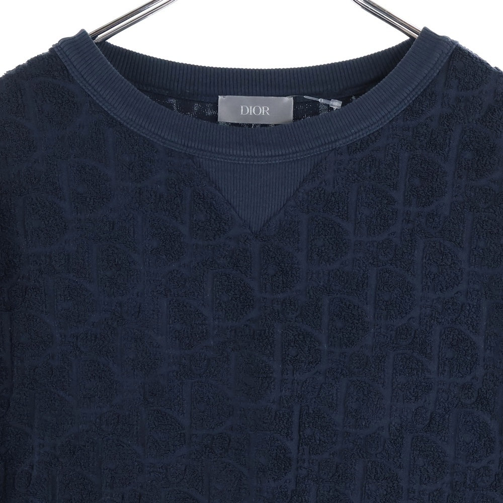 DIOR(ディオール) 21SS オブリーク総柄 パイル地 クルーネック 半袖Tシャツ カットソー ネイビー 113J692A0614
