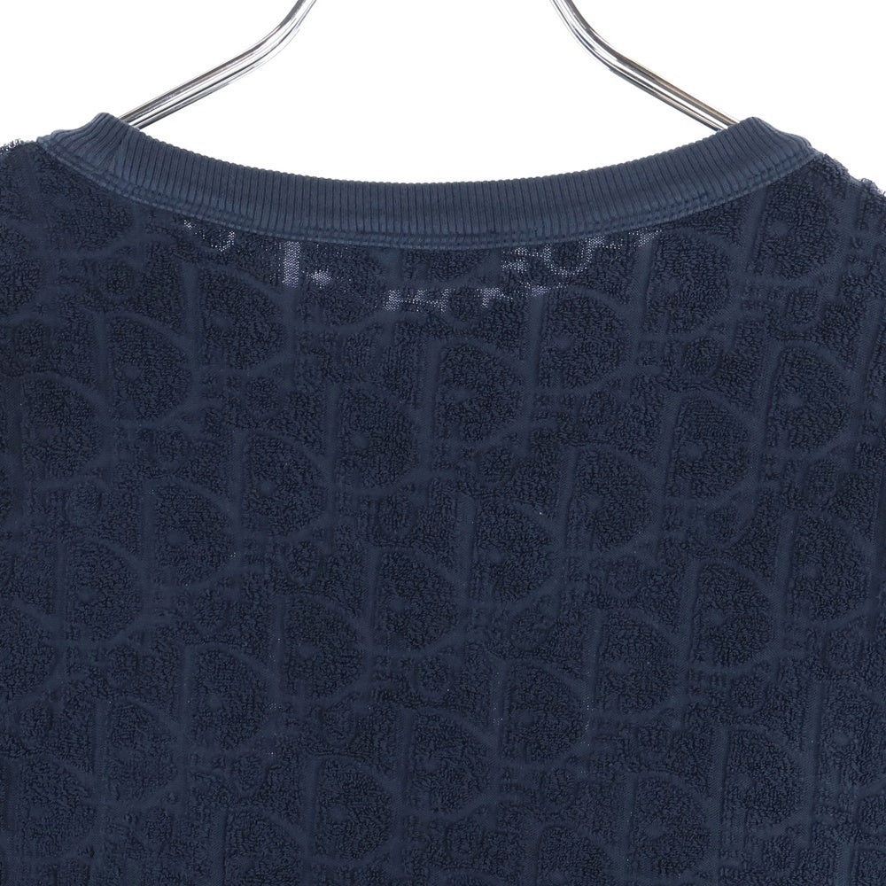 DIOR(ディオール) 21SS オブリーク総柄 パイル地 クルーネック 半袖Tシャツ カットソー ネイビー 113J692A0614