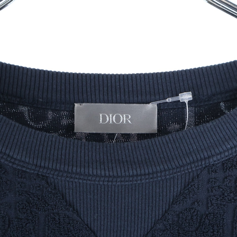 DIOR(ディオール) 21SS オブリーク総柄 パイル地 クルーネック 半袖Tシャツ カットソー ネイビー 113J692A0614