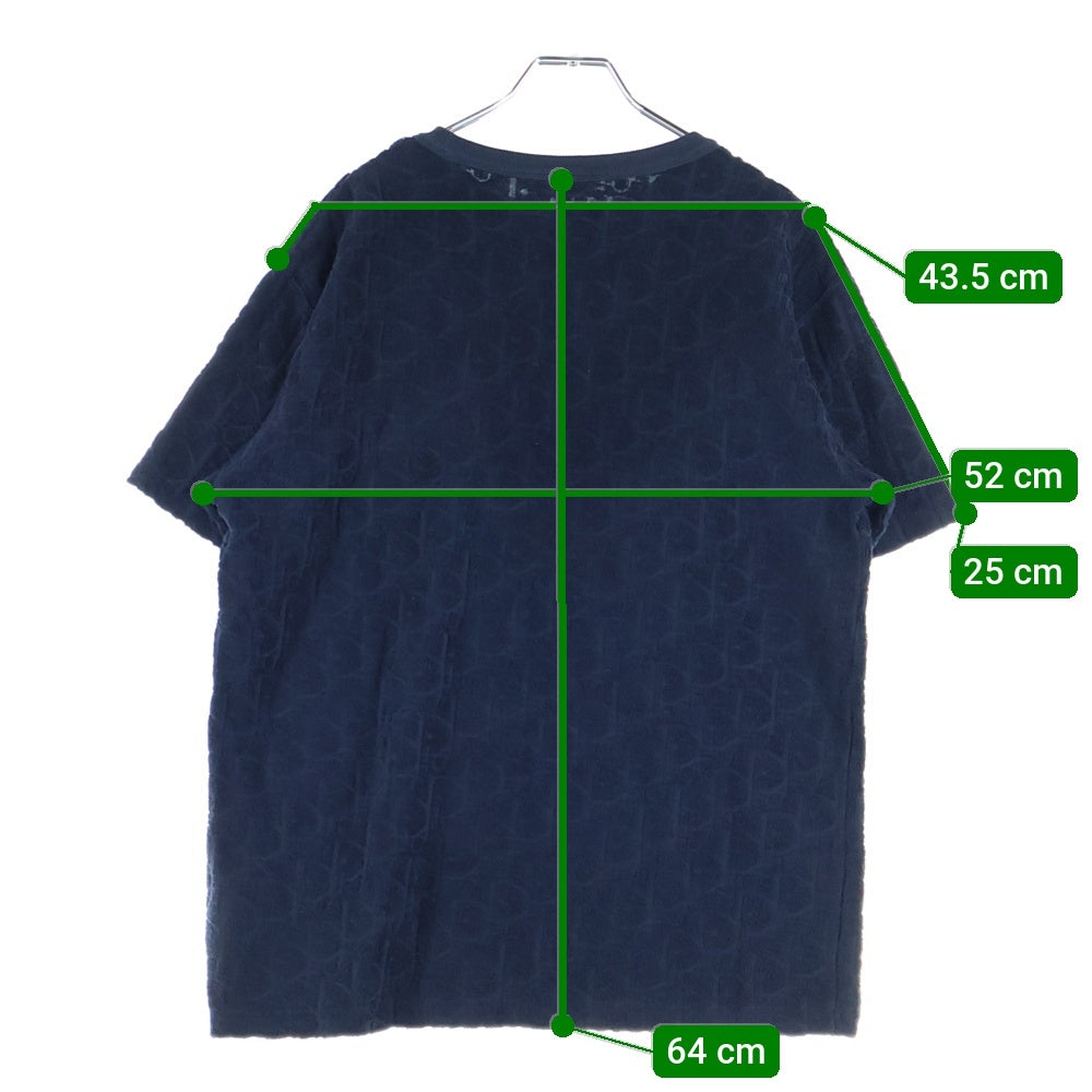 DIOR(ディオール) 21SS オブリーク総柄 パイル地 クルーネック 半袖Tシャツ カットソー ネイビー 113J692A0614