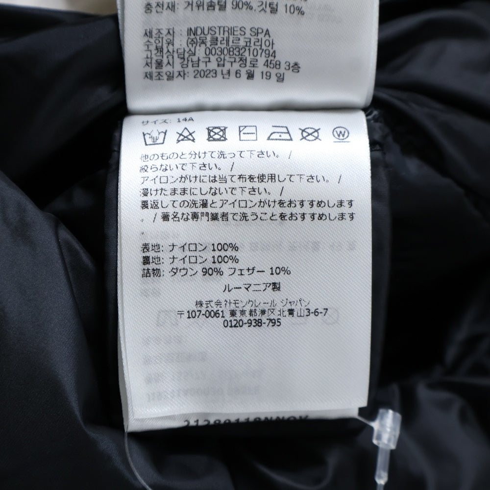 MONCLER(モンクレール) 24AW GLES GIUBBOTO ジエ ジュッボット ナイロン ジップ ショートダウンジャケット ブラック J19541A00030