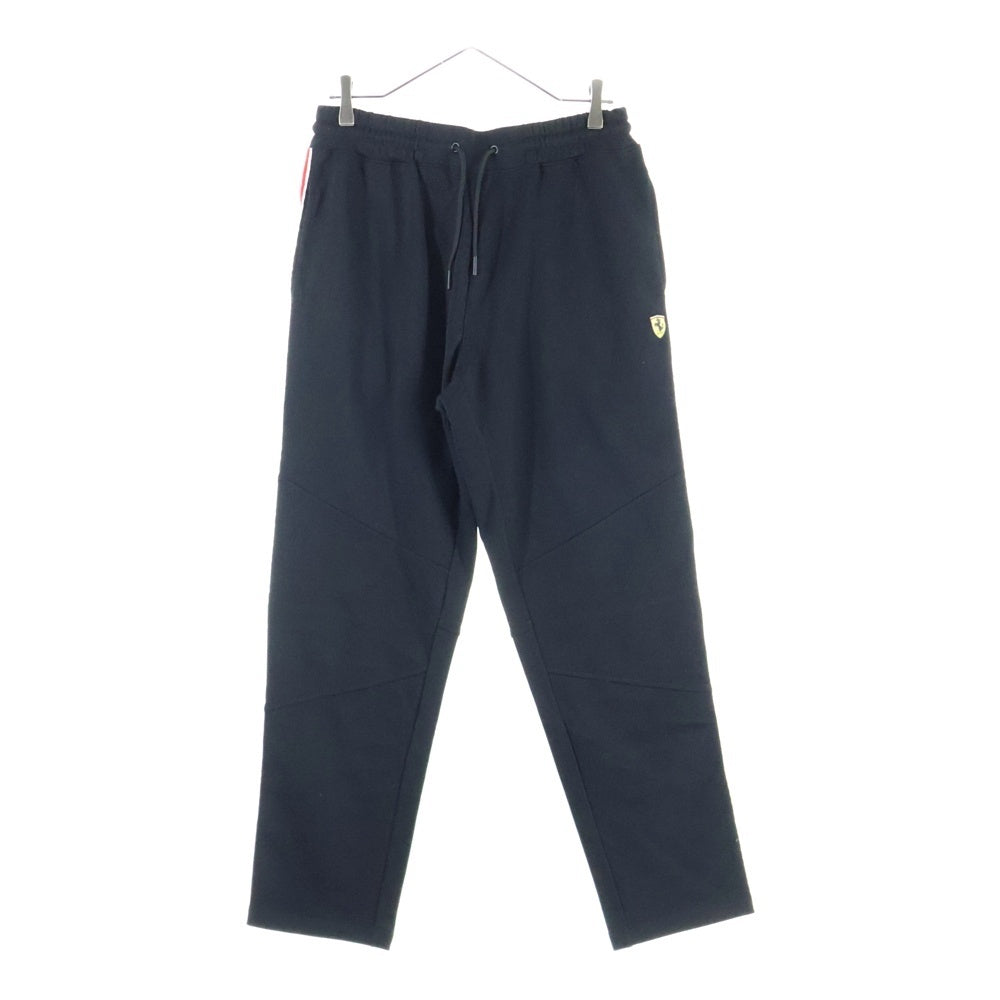 Ferrari(フェラーリ) ロゴラバーワッペン付き ライン スウェットパンツ ブラック
