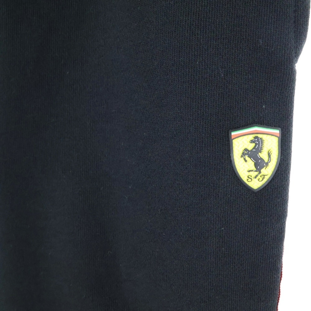 Ferrari(フェラーリ) ロゴラバーワッペン付き ライン スウェットパンツ ブラック