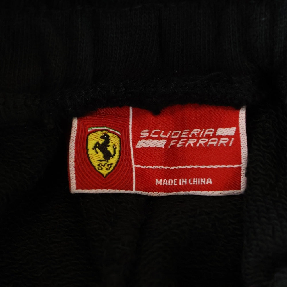 Ferrari(フェラーリ) ロゴラバーワッペン付き ライン スウェットパンツ ブラック