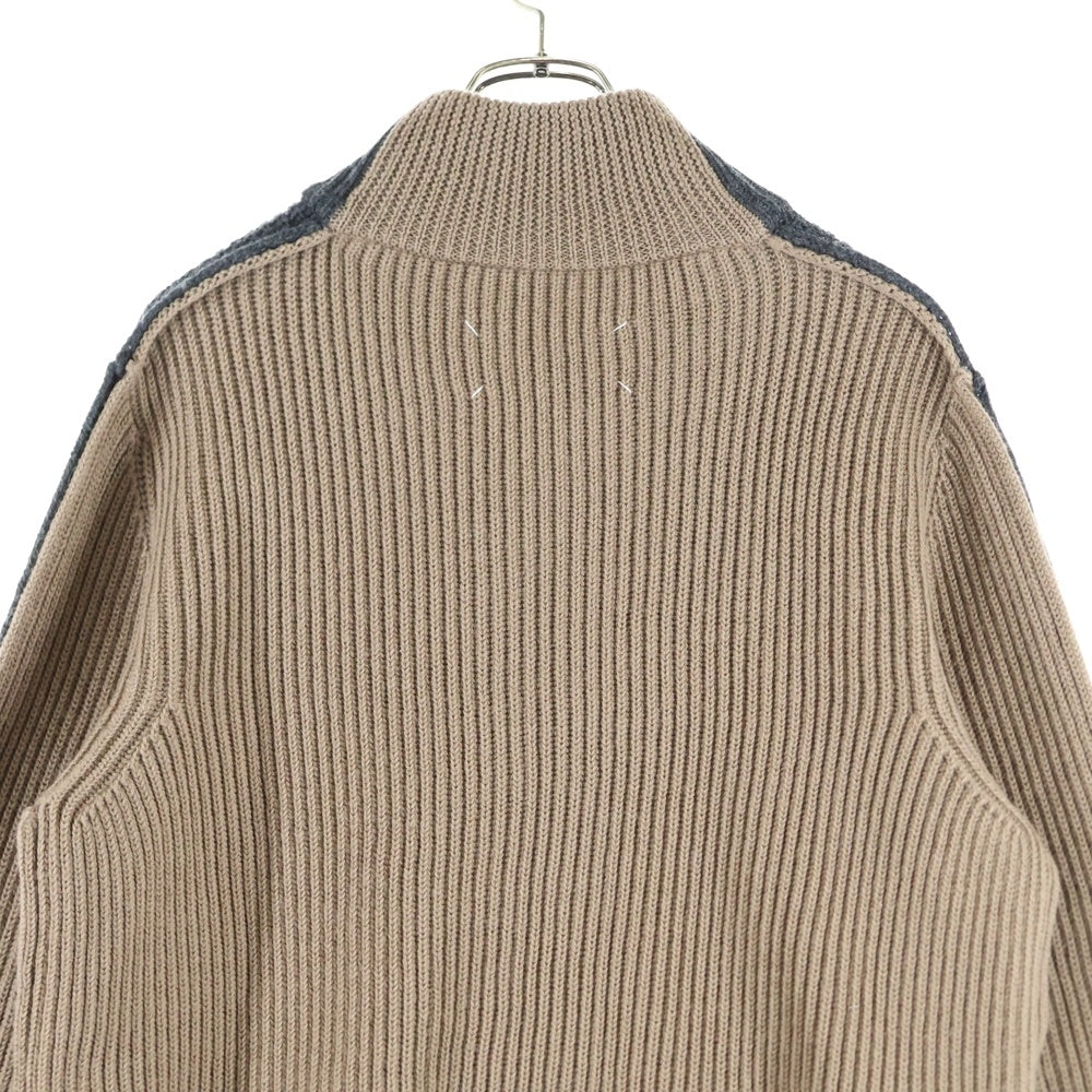 Maison Margiela 10(メゾン マルジェラ) SWITCH ZIP CARDIGAN スウィッチ ジップアップ ニット ジャケット グレー/ベージュ