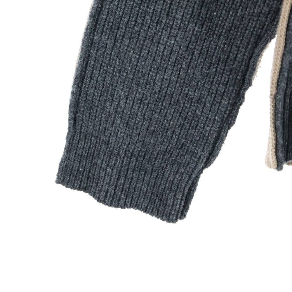 Maison Margiela 10(メゾン マルジェラ) SWITCH ZIP CARDIGAN スウィッチ ジップアップ ニット ジャケット グレー/ベージュ