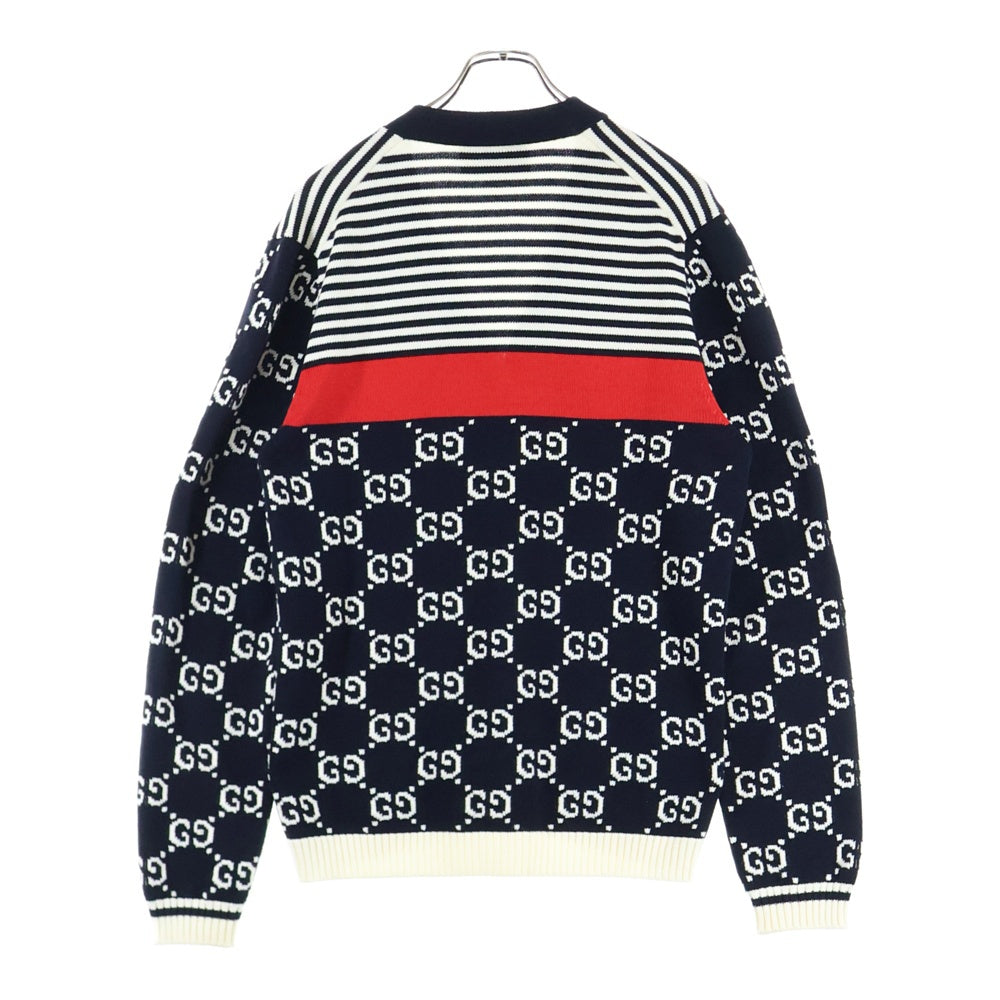 GUCCI(グッチ) Classic GG Logo Stitching Wool Knitted Cardigan GGロゴ総柄 ウール ニット カーディガン ブラック 523048 X9I07