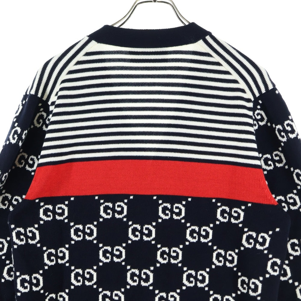 GUCCI(グッチ) Classic GG Logo Stitching Wool Knitted Cardigan GGロゴ総柄 ウール ニット カーディガン ブラック 523048 X9I07