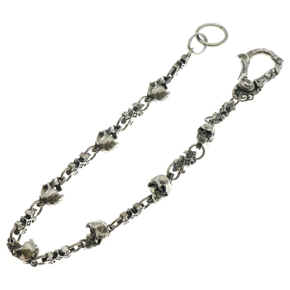 CRAZY PIG(クレイジーピッグ) SKULL & LINK WALLET CHAIN スカル&リンク ウォレットチェーン ウォレット側カラビナ シルバー #415