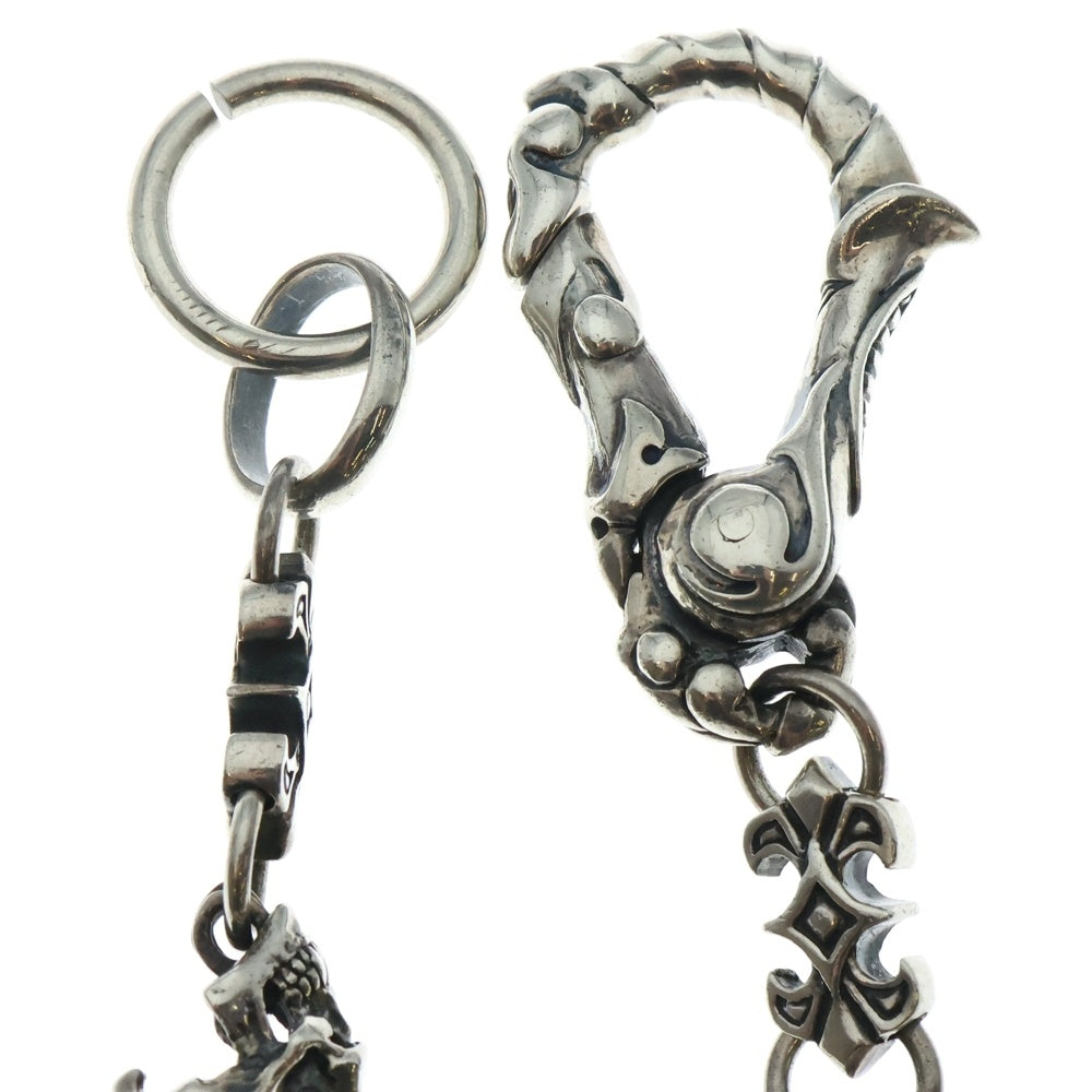 CRAZY PIG(クレイジーピッグ) SKULL & LINK WALLET CHAIN スカル&リンク ウォレットチェーン ウォレット側カラビナ シルバー #415