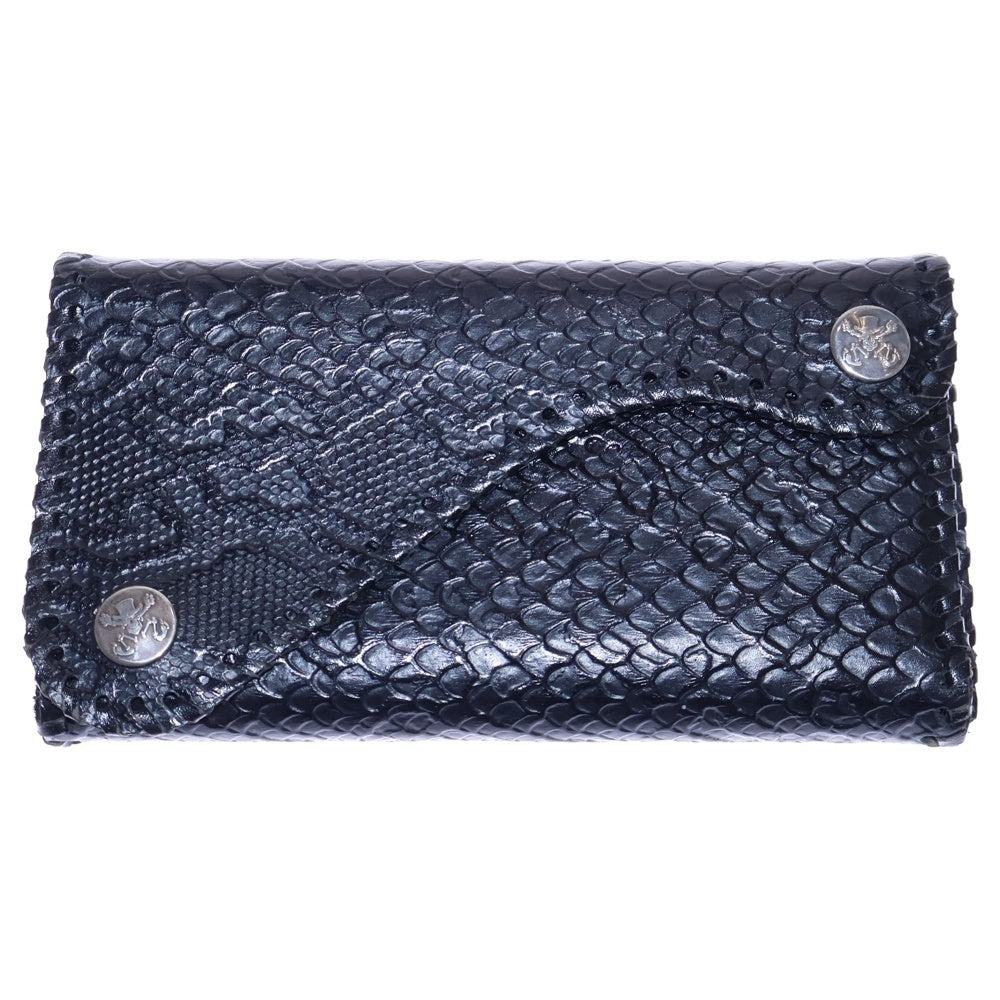 CRAZY PIG(クレイジーピッグ) WALLET BK TEXTURED SNAKE ロングウォレット テクスチャード スネーク ヘビ ブラック