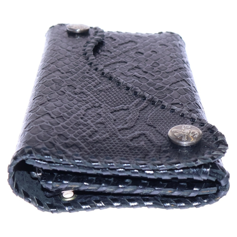 CRAZY PIG(クレイジーピッグ) WALLET BK TEXTURED SNAKE ロングウォレット テクスチャード スネーク ヘビ ブラック