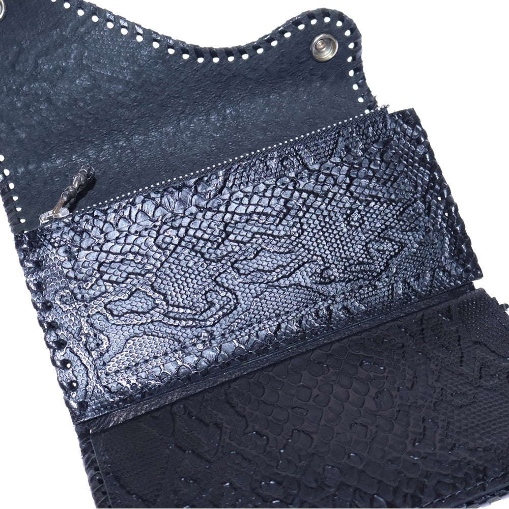 CRAZY PIG(クレイジーピッグ) WALLET BK TEXTURED SNAKE ロングウォレット テクスチャード スネーク ヘビ ブラック