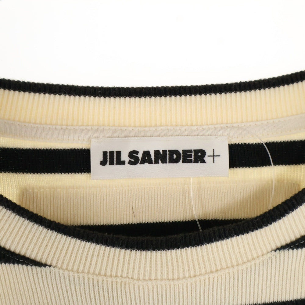 JIL SANDER +(ジルサンダープラス) HORIZONTAL STRIPE Tシャツ 半袖 クルーネック アイボリー JPUU707536 MU247518