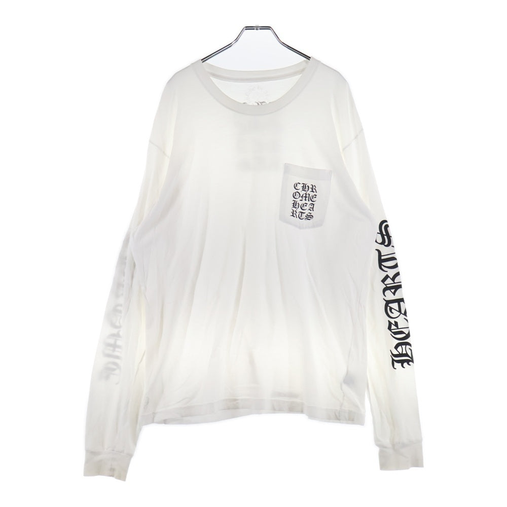CHROME HEARTS(クロムハーツ) Vertical Logo Tee ヴァーティカルロゴ 長袖Tシャツ 胸ポケットロゴ バックロゴ カットソー ホワイト 2212-304-0242
