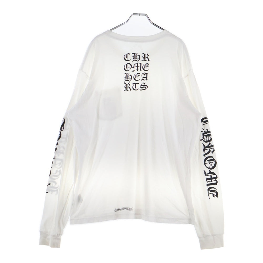 CHROME HEARTS(クロムハーツ) Vertical Logo Tee ヴァーティカルロゴ 長袖Tシャツ 胸ポケットロゴ バックロゴ カットソー ホワイト 2212-304-0242