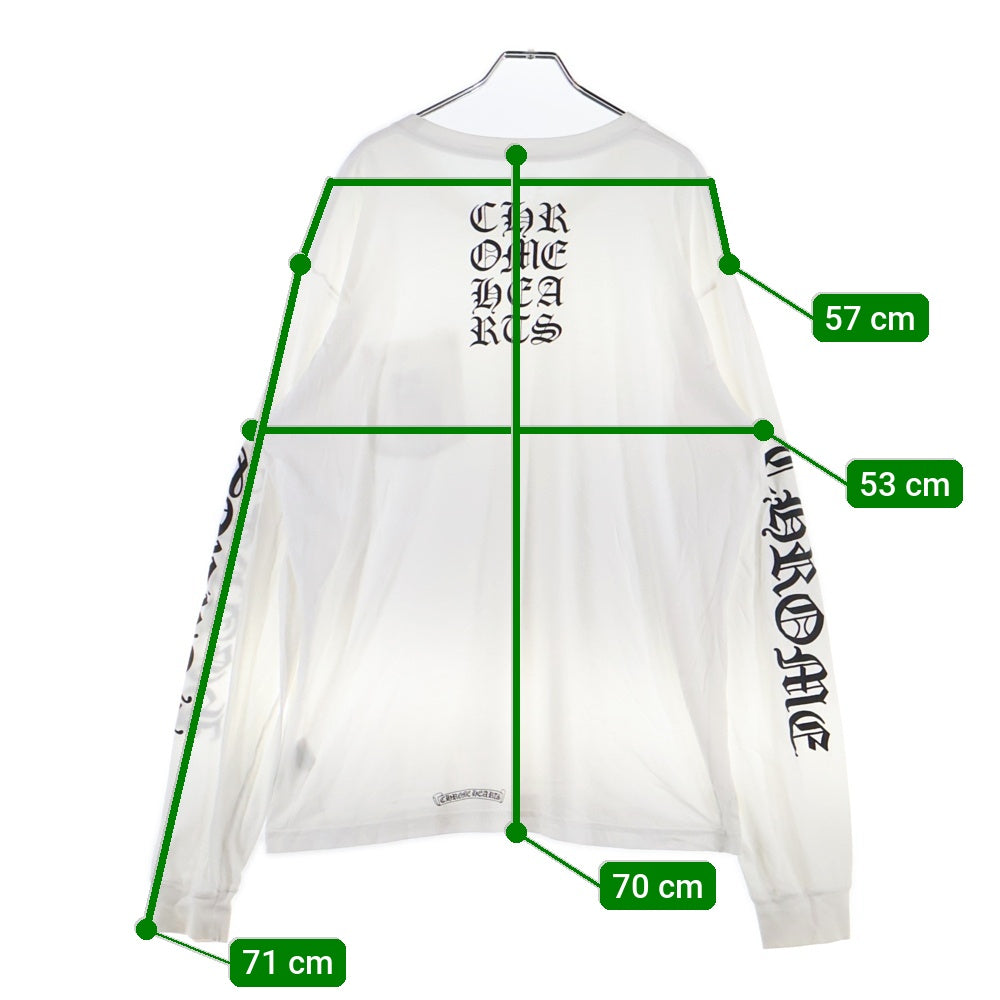 CHROME HEARTS(クロムハーツ) Vertical Logo Tee ヴァーティカルロゴ 長袖Tシャツ 胸ポケットロゴ バックロゴ カットソー ホワイト 2212-304-0242