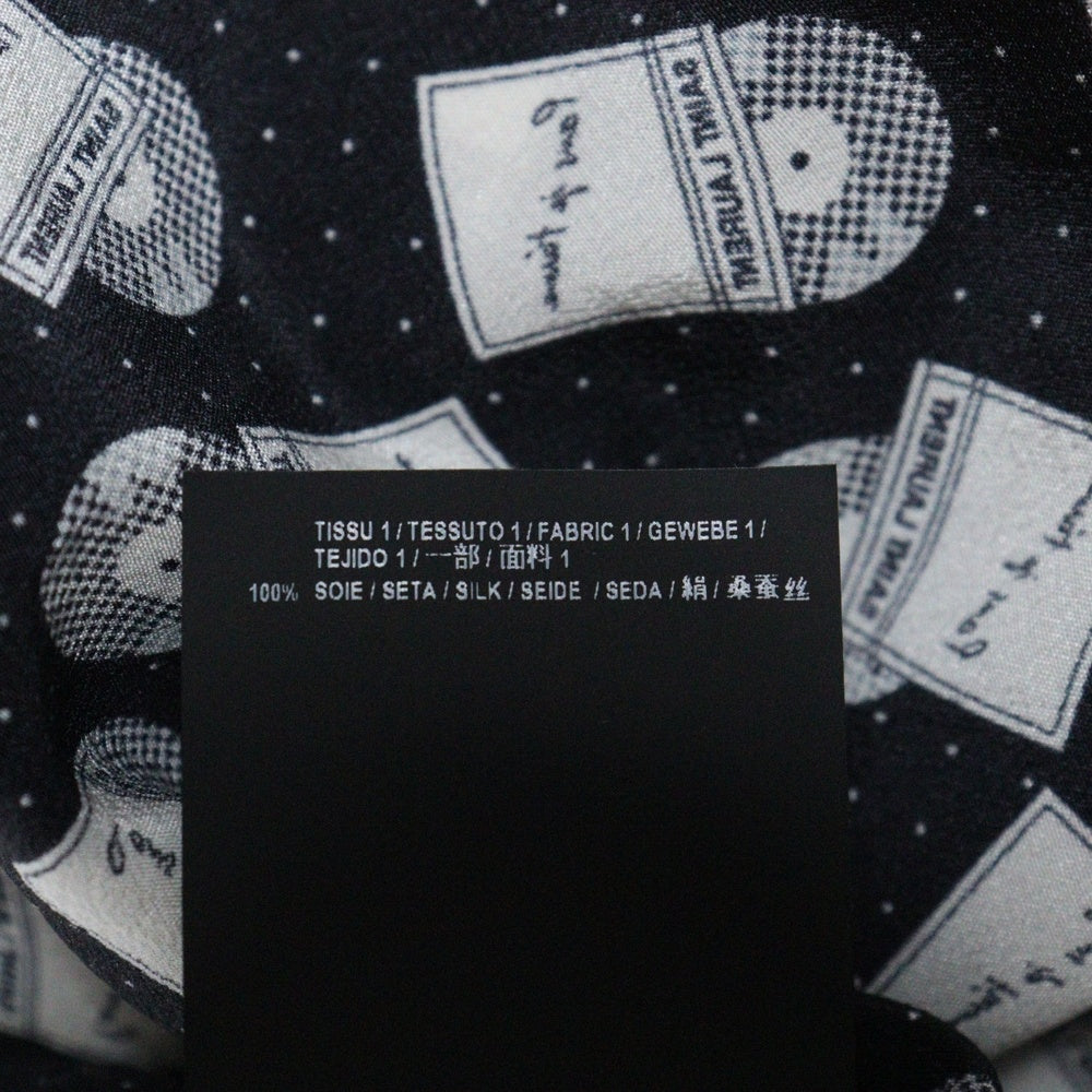 SAINT LAURENT PARIS(サンローランパリ) 18SS 長袖シャツ ディスク 総柄 シルク ブラック/ホワイト SG05 395733 Y398U 1095