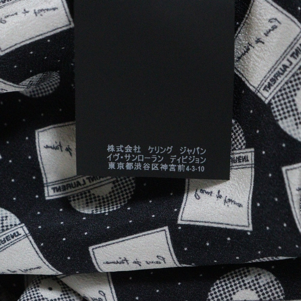 SAINT LAURENT PARIS(サンローランパリ) 18SS 長袖シャツ ディスク 総柄 シルク ブラック/ホワイト SG05 395733 Y398U 1095