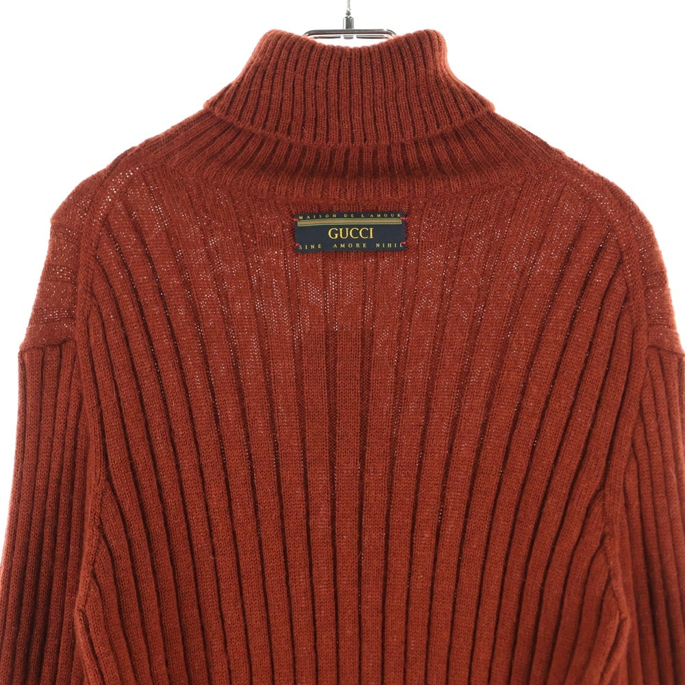 GUCCI(グッチ) タートルネックセーター リブニット バックロゴ オレンジ