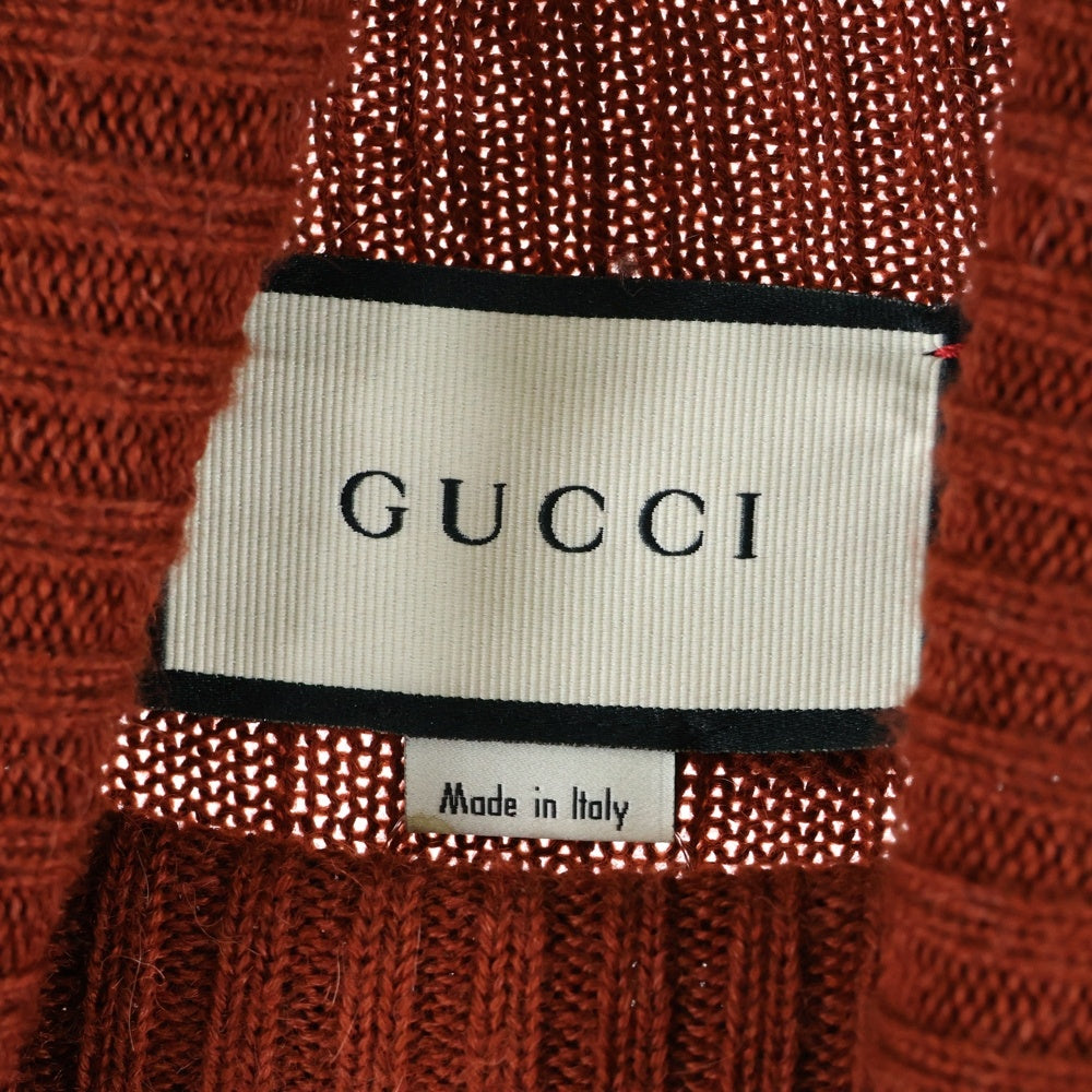 GUCCI(グッチ) タートルネックセーター リブニット バックロゴ オレンジ