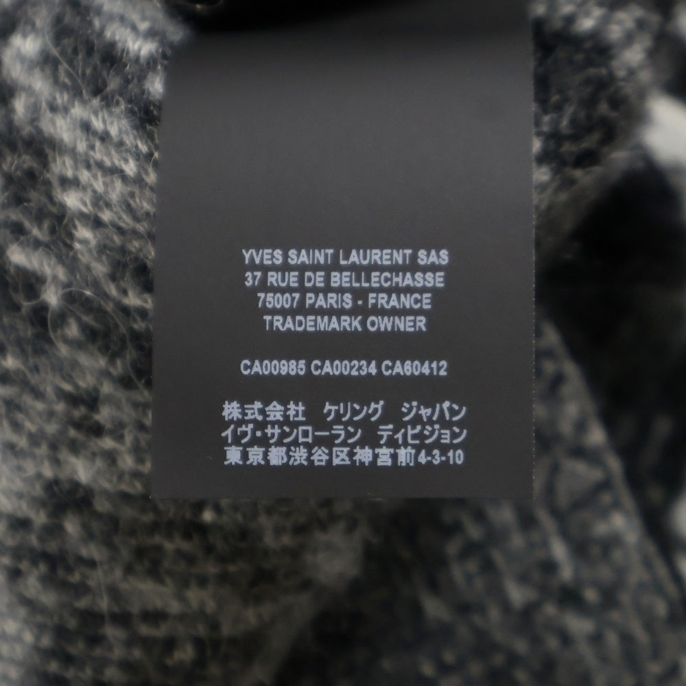 SAINT LAURENT PARIS(サンローランパリ) レオパードニット クルーネックセーター ウール ブラック/ホワイト KH70 609385 YAMP2 1913