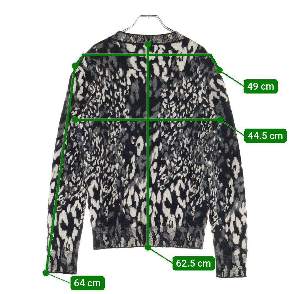 SAINT LAURENT PARIS(サンローランパリ) レオパードニット クルーネックセーター ウール ブラック/ホワイト KH70 609385 YAMP2 1913