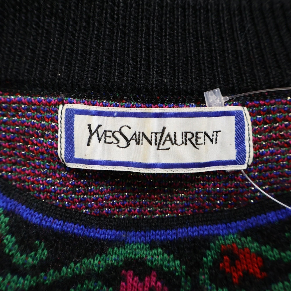 YVES SAINT LAURENT(イヴサンローラン) ニット クルーネックセーター フラワー総柄 ウール マルチカラー レディース SS13-863