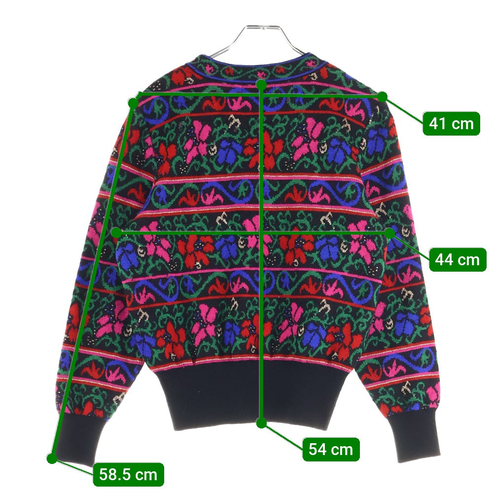 YVES SAINT LAURENT(イヴサンローラン) ニット クルーネックセーター フラワー総柄 ウール マルチカラー レディース SS13-863