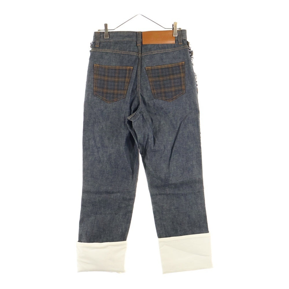 LOEWE(ロエベ) FISHERMAN CHECK PATCH JEAN フィッシャーマン チェック パッチ ジーンズ デニムパンツ インディゴ/ブラウン H2292430IB