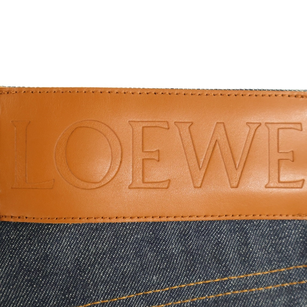 LOEWE(ロエベ) FISHERMAN CHECK PATCH JEAN フィッシャーマン チェック パッチ ジーンズ デニムパンツ インディゴ/ブラウン H2292430IB