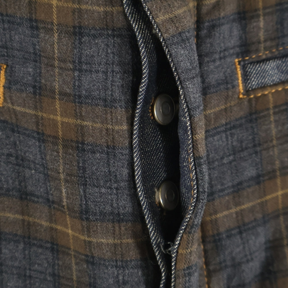 LOEWE(ロエベ) FISHERMAN CHECK PATCH JEAN フィッシャーマン チェック パッチ ジーンズ デニムパンツ インディゴ/ブラウン H2292430IB