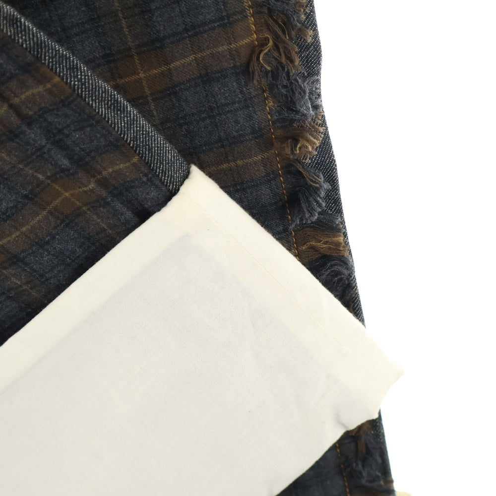 LOEWE(ロエベ) FISHERMAN CHECK PATCH JEAN フィッシャーマン チェック パッチ ジーンズ デニムパンツ インディゴ/ブラウン H2292430IB