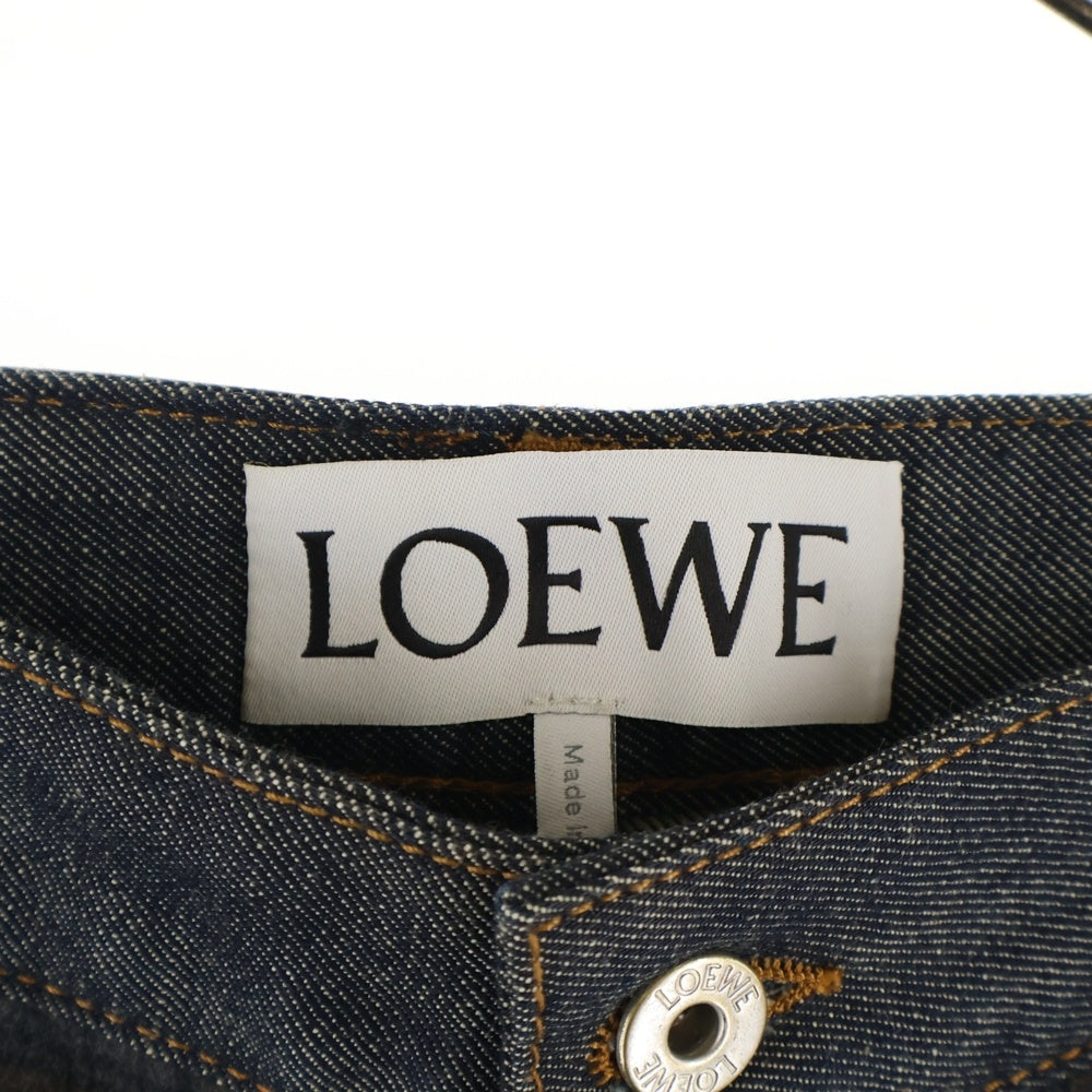 LOEWE(ロエベ) FISHERMAN CHECK PATCH JEAN フィッシャーマン チェック パッチ ジーンズ デニムパンツ インディゴ/ブラウン H2292430IB