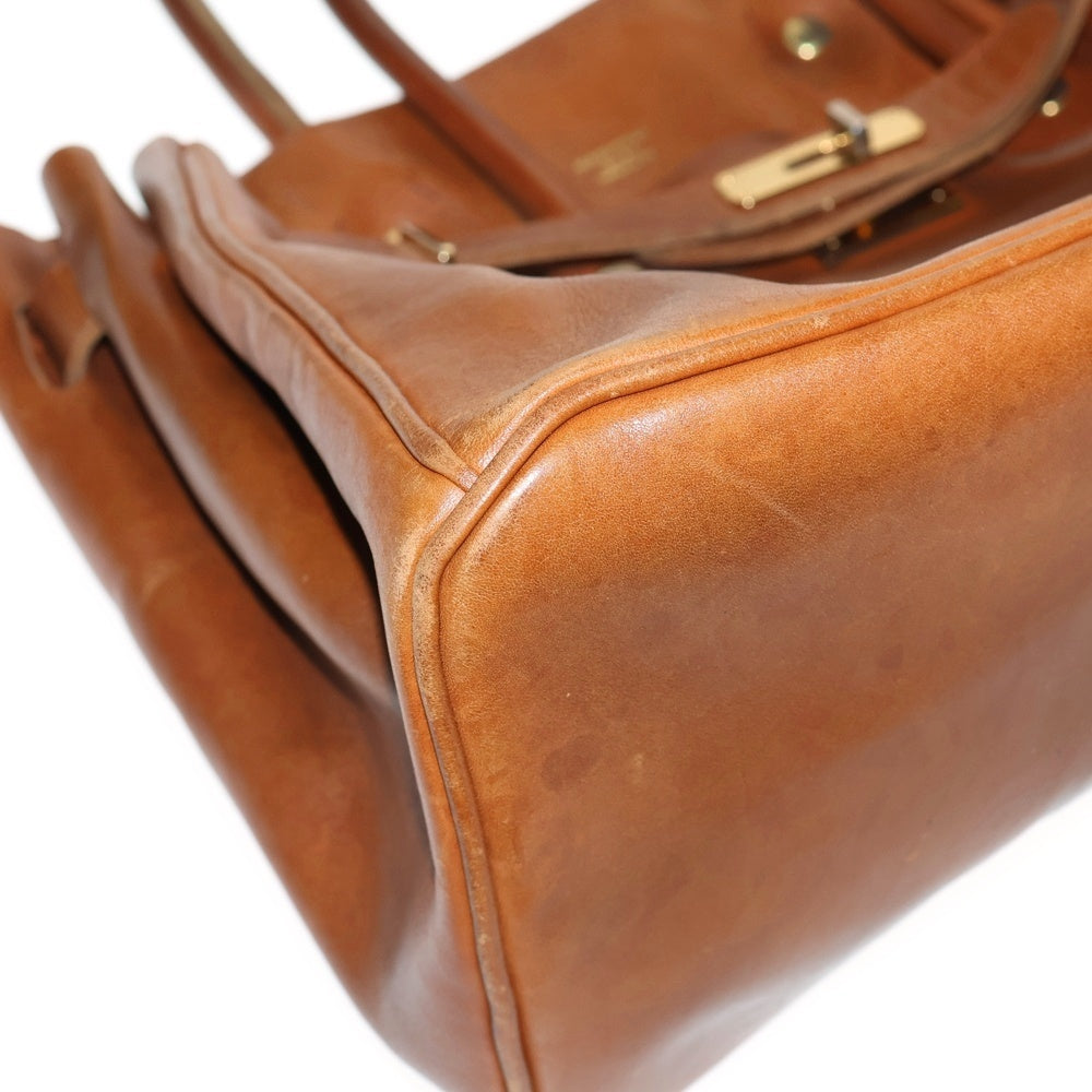 NO BRAND(ノーブランド) バックル金具 レザーハンドバッグ ブラウン