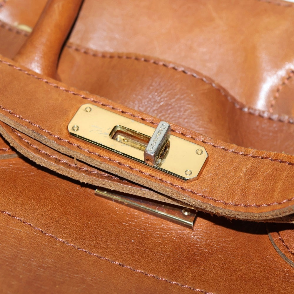 NO BRAND(ノーブランド) バックル金具 レザーハンドバッグ ブラウン