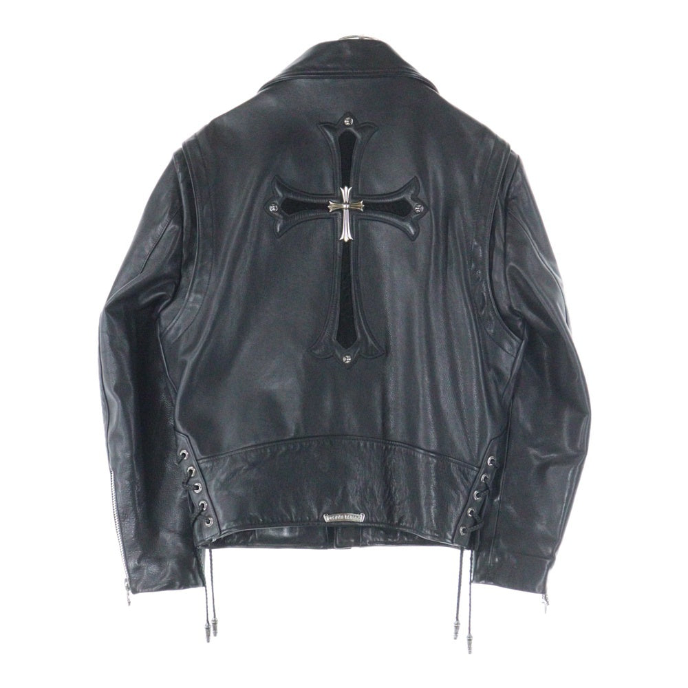 CHROME HEARTS(クロムハーツ) JJ DEAN ダガージップライダース ラージクロス レザージャケット ブラック