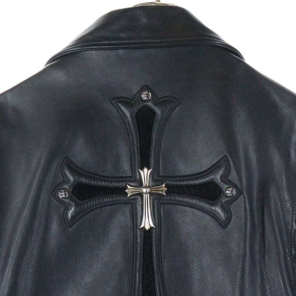 CHROME HEARTS(クロムハーツ) JJ DEAN ダガージップライダース ラージクロス レザージャケット ブラック